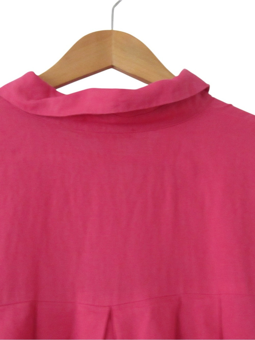 Eileen Fisher Hot Pink Long Sleeve Button Down Shirt Tunic Medium Organic Linen - Picture 7 of 9